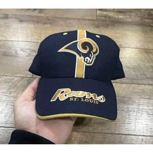 Vintage 90s St. Louis Rams Twins Enterprise Hat Adjustable Navy Gold NFL Cap‎